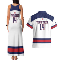 Custom United States Lacrosse Couples Matching Tank Maxi Dress and Hawaiian Shirt Go Champions White Version