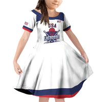 Custom United States Lacrosse Family Matching Off Shoulder Short Dress and Hawaiian Shirt Go Champions White Version