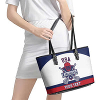 Custom United States Lacrosse Leather Tote Bag Go Champions White Version