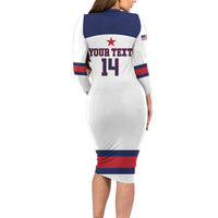 Custom United States Lacrosse Long Sleeve Bodycon Dress Go Champions White Version