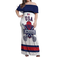 Custom United States Lacrosse Off Shoulder Maxi Dress Go Champions White Version