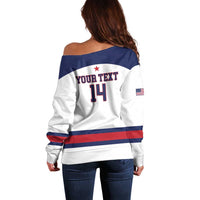 Custom United States Lacrosse Off Shoulder Sweater Go Champions White Version