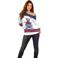 Custom United States Lacrosse Off Shoulder Sweater Go Champions White Version