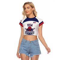 Custom United States Lacrosse Raglan Cropped T Shirt Go Champions White Version