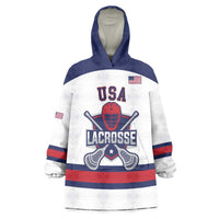 Custom United States Lacrosse Wearable Blanket Hoodie Go Champions White Version
