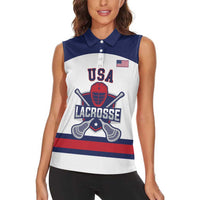 Custom United States Lacrosse Women Sleeveless Polo Shirt Go Champions White Version