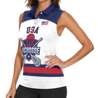 Custom United States Lacrosse Women Sleeveless Polo Shirt Go Champions White Version