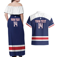 Custom United States Lacrosse Couples Matching Off Shoulder Maxi Dress and Hawaiian Shirt Go Champions Blue Version