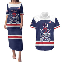 Custom United States Lacrosse Couples Matching Puletasi and Hawaiian Shirt Go Champions Blue Version