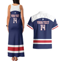 Custom United States Lacrosse Couples Matching Tank Maxi Dress and Hawaiian Shirt Go Champions Blue Version