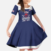 Custom United States Lacrosse Family Matching Long Sleeve Bodycon Dress and Hawaiian Shirt Go Champions Blue Version