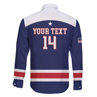 Custom United States Lacrosse Family Matching Off The Shoulder Long Sleeve Dress and Hawaiian Shirt Go Champions Blue Version