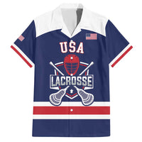 Custom United States Lacrosse Family Matching Short Sleeve Bodycon Dress and Hawaiian Shirt Go Champions Blue Version