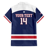 Custom United States Lacrosse Family Matching Short Sleeve Bodycon Dress and Hawaiian Shirt Go Champions Blue Version