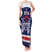 Custom United States Lacrosse Family Matching Tank Maxi Dress and Hawaiian Shirt Go Champions Blue Version