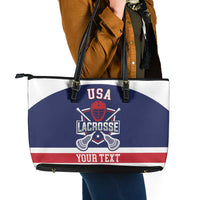 Custom United States Lacrosse Leather Tote Bag Go Champions Blue Version
