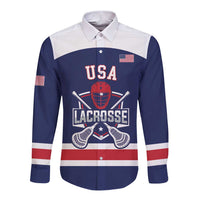 Custom United States Lacrosse Long Sleeve Button Shirt Go Champions Blue Version