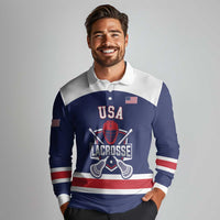 Custom United States Lacrosse Long Sleeve Polo Shirt Go Champions Blue Version