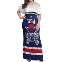 Custom United States Lacrosse Off Shoulder Maxi Dress Go Champions Blue Version