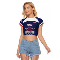 Custom United States Lacrosse Raglan Cropped T Shirt Go Champions Blue Version