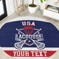 Custom United States Lacrosse Round Carpet Go Champions Blue Version