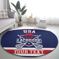 Custom United States Lacrosse Round Carpet Go Champions Blue Version