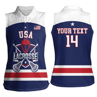 Custom United States Lacrosse Women Sleeveless Polo Shirt Go Champions Blue Version