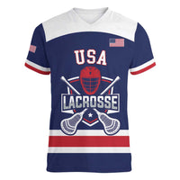 Custom United States Lacrosse Women V-Neck T-Shirt Go Champions Blue Version