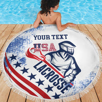 Custom United States Lacrosse Beach Blanket 2025 Grunge Style