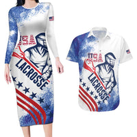 Custom United States Lacrosse Couples Matching Long Sleeve Bodycon Dress and Hawaiian Shirt 2025 Grunge Style