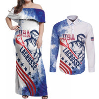 Custom United States Lacrosse Couples Matching Off Shoulder Maxi Dress and Long Sleeve Button Shirt 2025 Grunge Style