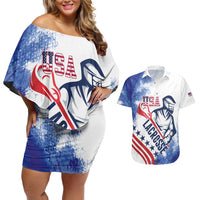 Custom United States Lacrosse Couples Matching Off Shoulder Short Dress and Hawaiian Shirt 2025 Grunge Style