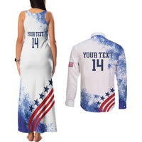 Custom United States Lacrosse Couples Matching Tank Maxi Dress and Long Sleeve Button Shirt 2025 Grunge Style