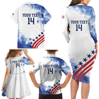 Custom United States Lacrosse Family Matching Long Sleeve Bodycon Dress and Hawaiian Shirt 2025 Grunge Style