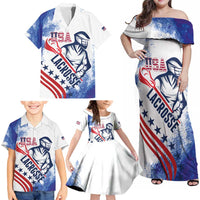 Custom United States Lacrosse Family Matching Off Shoulder Maxi Dress and Hawaiian Shirt 2025 Grunge Style