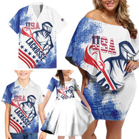 Custom United States Lacrosse Family Matching Off Shoulder Short Dress and Hawaiian Shirt 2025 Grunge Style