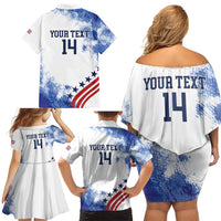 Custom United States Lacrosse Family Matching Off Shoulder Short Dress and Hawaiian Shirt 2025 Grunge Style