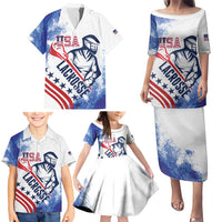 Custom United States Lacrosse Family Matching Puletasi and Hawaiian Shirt 2025 Grunge Style