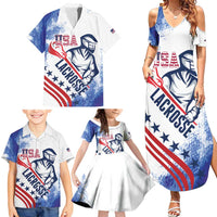 Custom United States Lacrosse Family Matching Summer Maxi Dress and Hawaiian Shirt 2025 Grunge Style