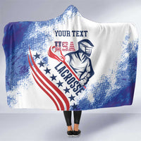 Custom United States Lacrosse Hooded Blanket 2025 Grunge Style