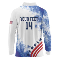 Custom United States Lacrosse Long Sleeve Polo Shirt 2025 Grunge Style