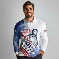 Custom United States Lacrosse Long Sleeve Polo Shirt 2025 Grunge Style