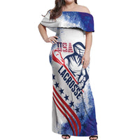 Custom United States Lacrosse Off Shoulder Maxi Dress 2025 Grunge Style