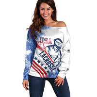 Custom United States Lacrosse Off Shoulder Sweater 2025 Grunge Style