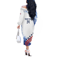 Custom United States Lacrosse Off The Shoulder Long Sleeve Dress 2025 Grunge Style