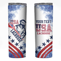 Custom United States Lacrosse Skinny Tumbler 2025 Grunge Style