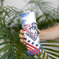 Custom United States Lacrosse Skinny Tumbler 2025 Grunge Style