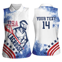 Custom United States Lacrosse Women Sleeveless Polo Shirt 2025 Grunge Style