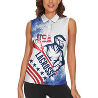 Custom United States Lacrosse Women Sleeveless Polo Shirt 2025 Grunge Style