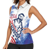 Custom United States Lacrosse Women Sleeveless Polo Shirt 2025 Grunge Style